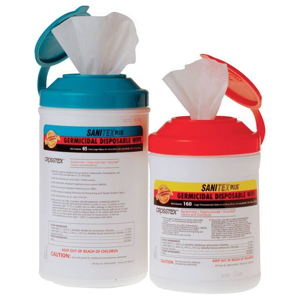 Crosstex SANXLC2 Sanitex Plus Disinfectant Germicidal Disposable Wipes XL 65/Cn Crosstex SANXLC2 Sanitex Plus Disinfectant Germicidal Disposable Wipes XL 65/Cn